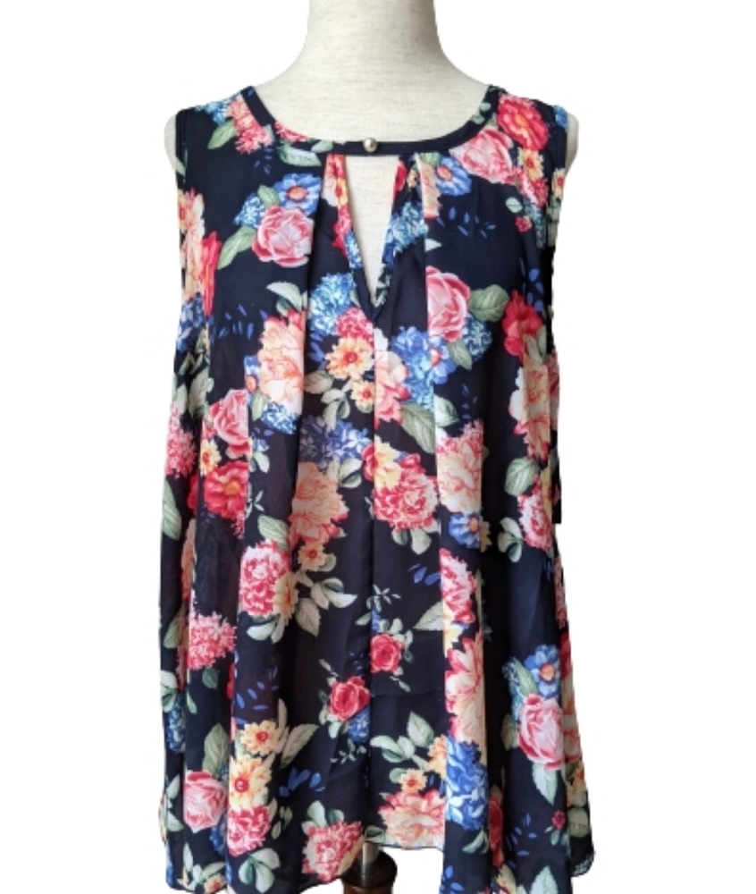 Color Swatch Sleeveless Floral Tunic S